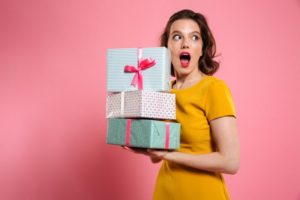 Lady holding gifts